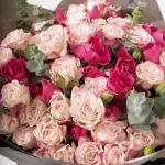 Fuchsia Kissed Pink - Spray Rose Bouquet with Eucalyptus