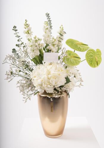 Gold Vase with Hydrangea & Luxe Florals