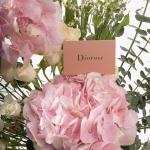 Pink Glass Vase with Light Pink Hydrangea & Seasonal Florals