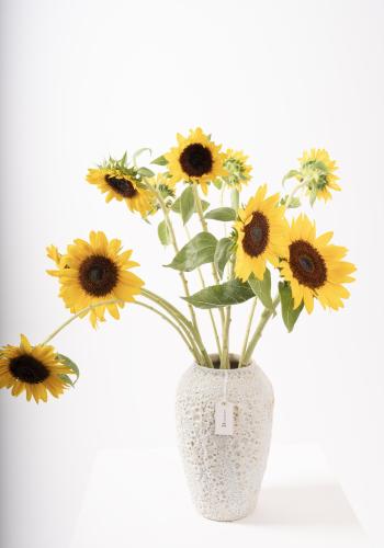 Sunflowers in White Textured Ceramic Vase